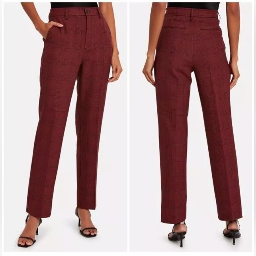 Ganni Suiting Pants Samba Red Plaid‎